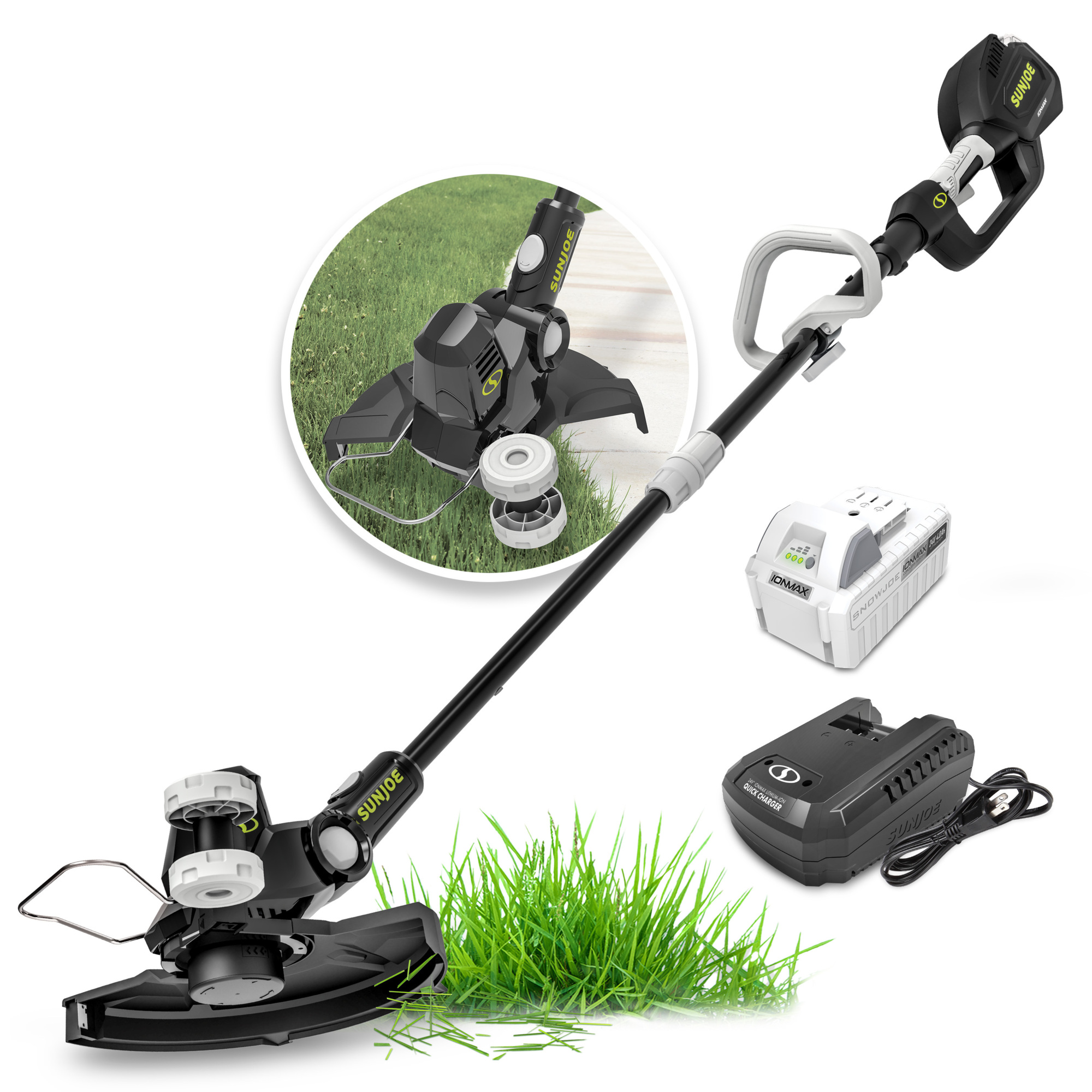 Sun Joe Cordless String Trimmer Kit — 12in., 24V, Multi-Angle Head, 4.0Ah Battery and Charger, Model# 24V-ST14